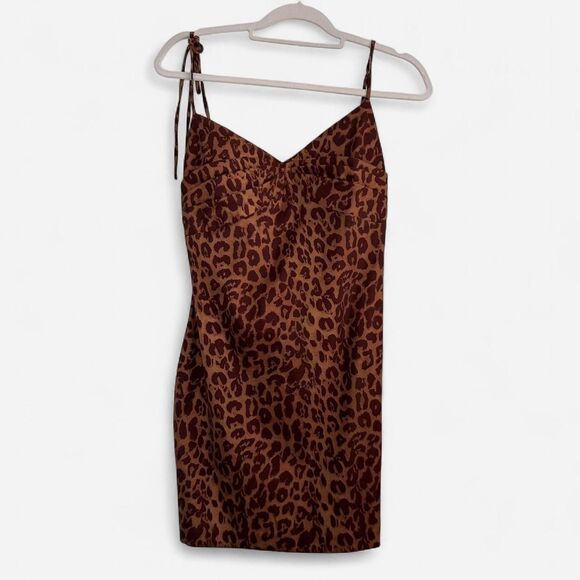 LPA revolve Leopard Print Sweetheart Mini Dress Adjustable Straps | Size Medium - Picture 2 of 5